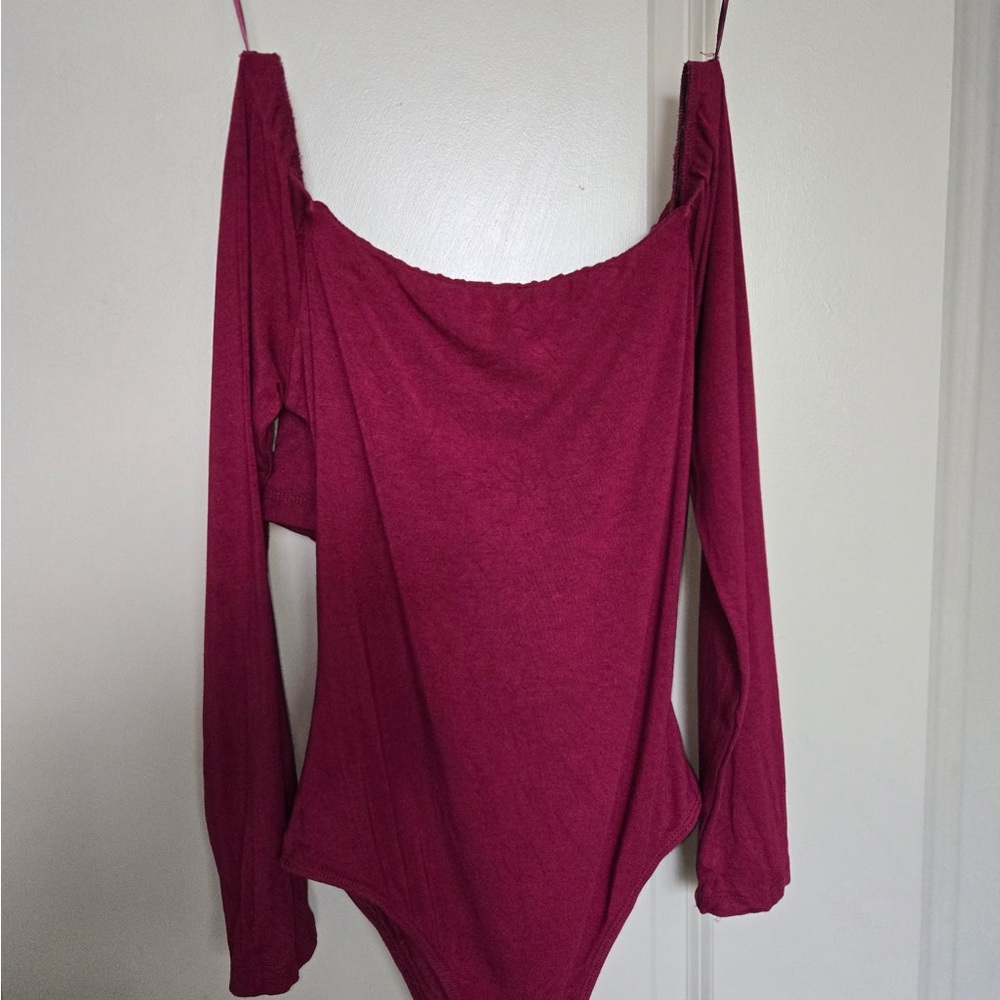 Women's Off-Shoulder Burgundy Bodysuit